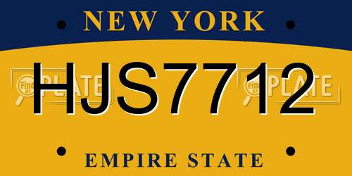 HJS7712 New York License Plate
