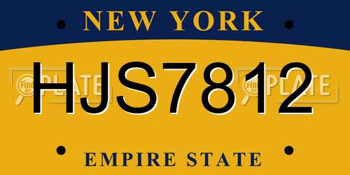 HJS7812 New York License Plate