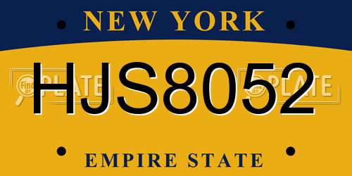 HJS8052 New York License Plate