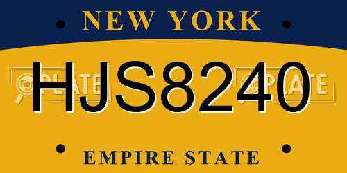 HJS8240 New York License Plate