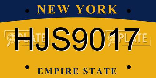 HJS9017 New York License Plate