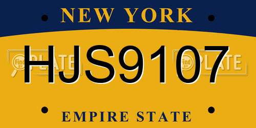 HJS9107 New York License Plate