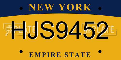 HJS9452 New York License Plate