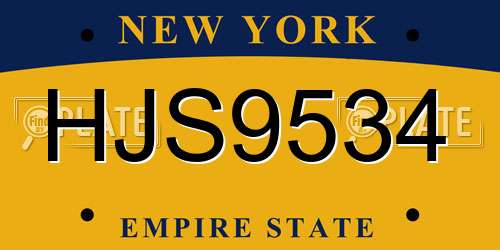 HJS9534 New York License Plate