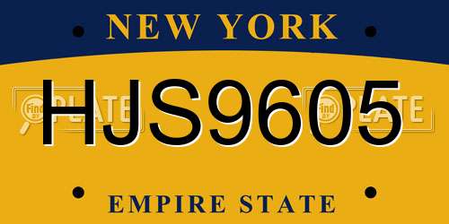 HJS9605 New York License Plate