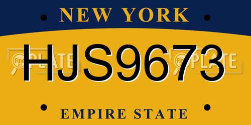 HJS9673 New York License Plate