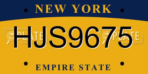 HJS9675 New York License Plate