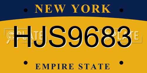 HJS9683 New York License Plate