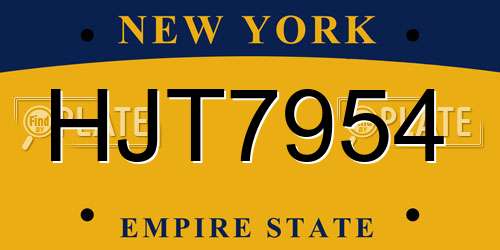 HJT7954 New York License Plate