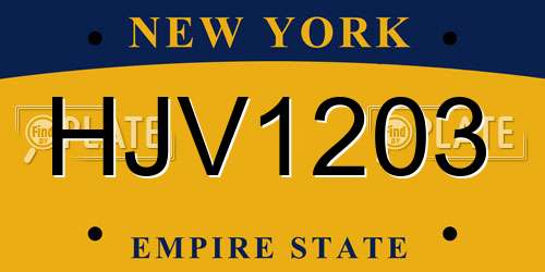 HJV1203 New York License Plate