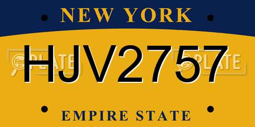 HJV2757 New York License Plate