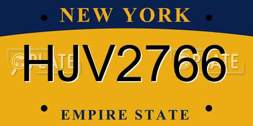 HJV2766 New York License Plate