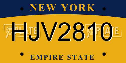 HJV2810 New York License Plate