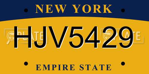 HJV5429 New York License Plate
