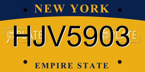 HJV5903 New York License Plate