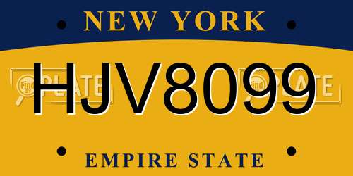 HJV8099 New York License Plate