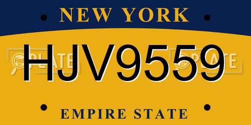 HJV9559 New York License Plate