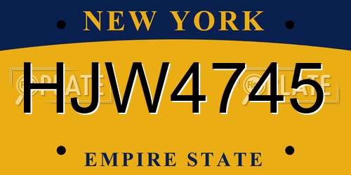 HJW4745 New York License Plate