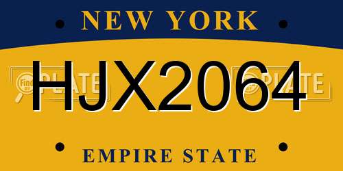 HJX2064 New York License Plate