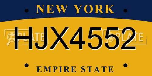 HJX4552 New York License Plate