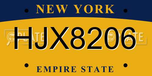 HJX8206 New York License Plate
