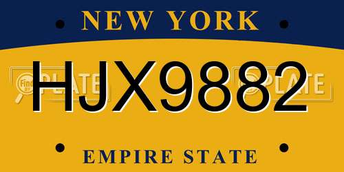 HJX9882 New York License Plate