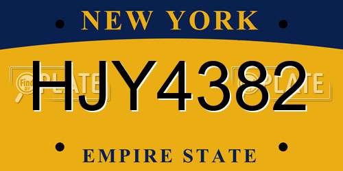 HJY4382 New York License Plate