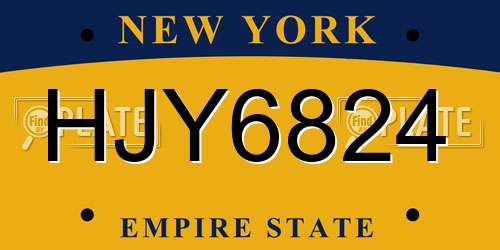HJY6824 New York License Plate