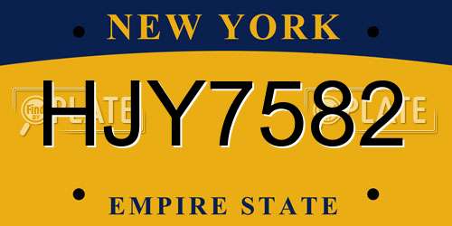 HJY7582 New York License Plate