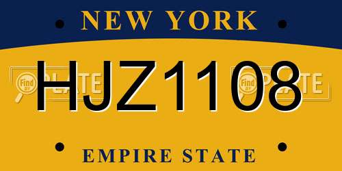 HJZ1108 New York License Plate