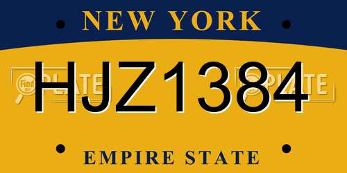 HJZ1384 New York License Plate