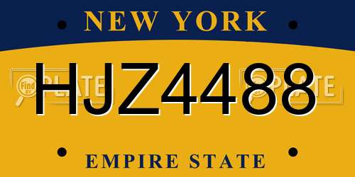 HJZ4488 New York License Plate
