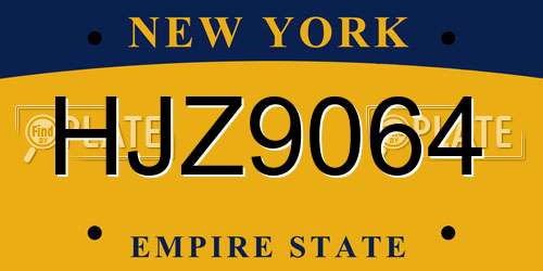 HJZ9064 New York License Plate