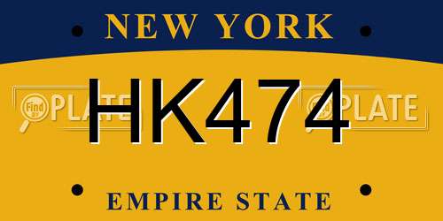 HK474 New York License Plate