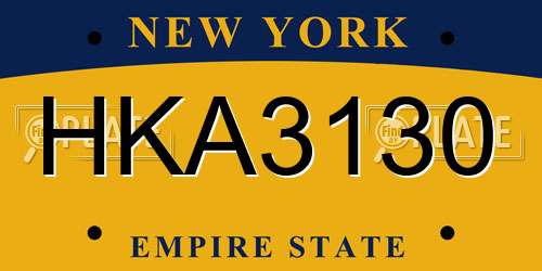 HKA3130 New York License Plate