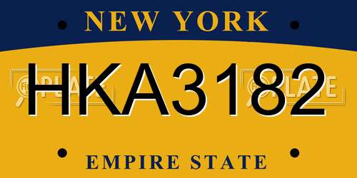 HKA3182 New York License Plate