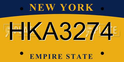 HKA3274 New York License Plate