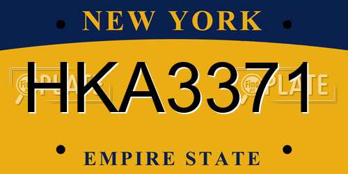 HKA3371 New York License Plate