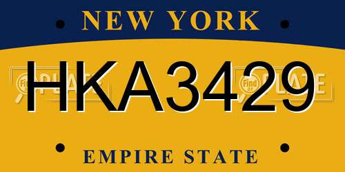 HKA3429 New York License Plate