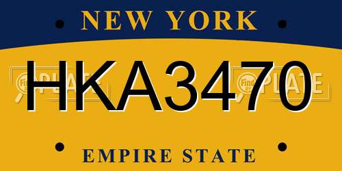 HKA3470 New York License Plate