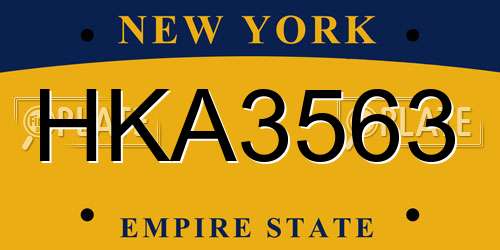 HKA3563 New York License Plate