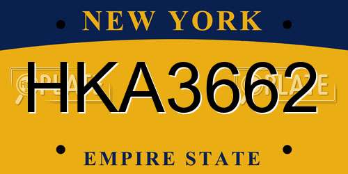 HKA3662 New York License Plate