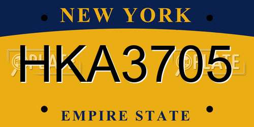 HKA3705 New York License Plate