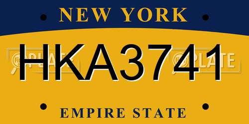 HKA3741 New York License Plate