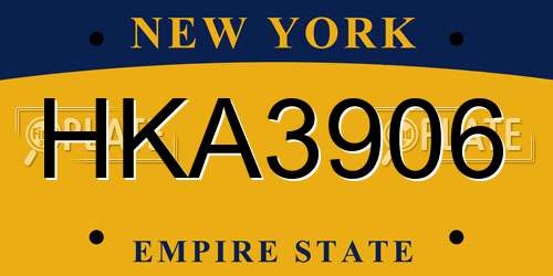HKA3906 New York License Plate