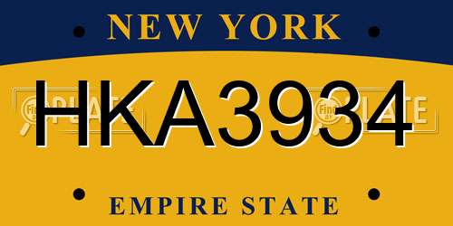HKA3934 New York License Plate