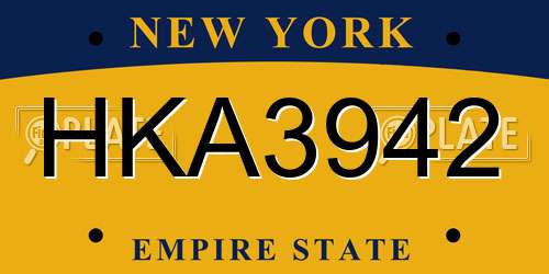 HKA3942 New York License Plate