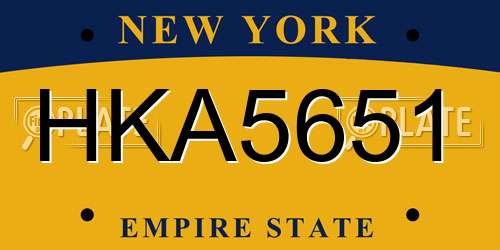 HKA5651 New York License Plate