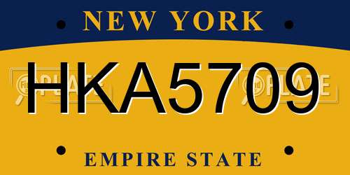 HKA5709 New York License Plate