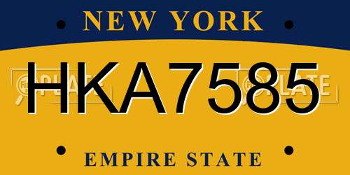 HKA7585 New York License Plate
